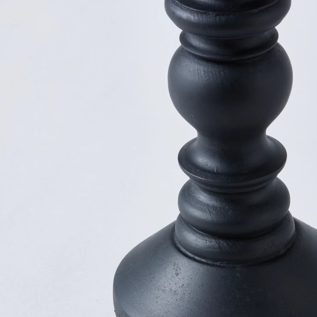 Mango Wood Candle Stick Matte Black