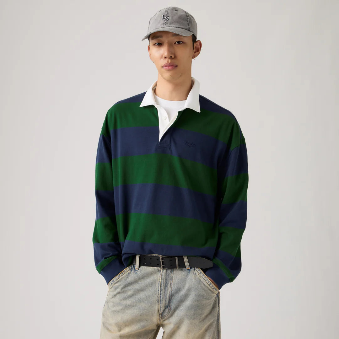 Hudson Boxy Rugby Top in Navy Blazer Stripe