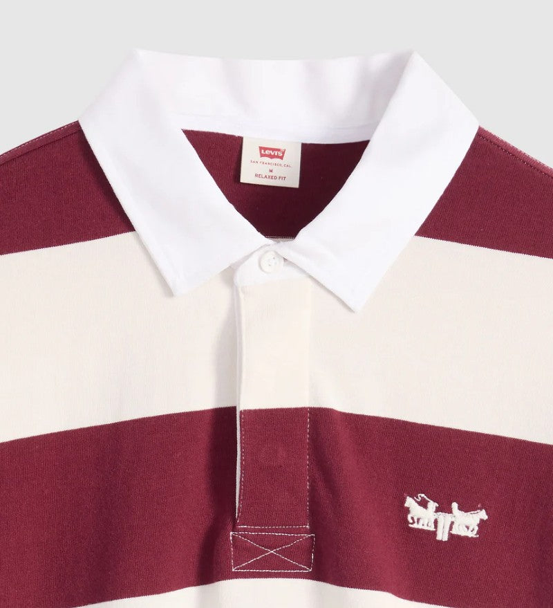 Hudson Boxy Rugby Top in Oxblood Red Stripe