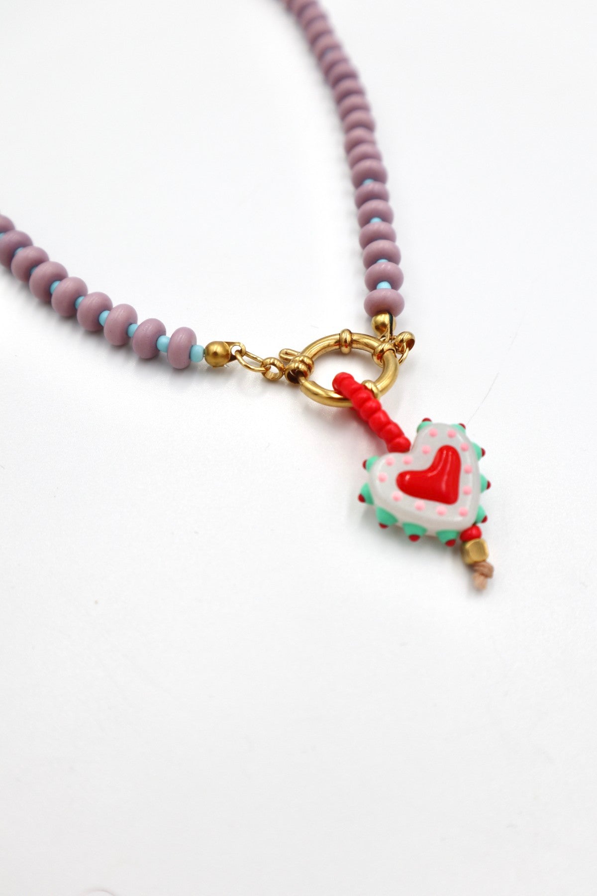 Lisboa Two Tone Charm Necklace in Lilac / Blue / Wild Heart