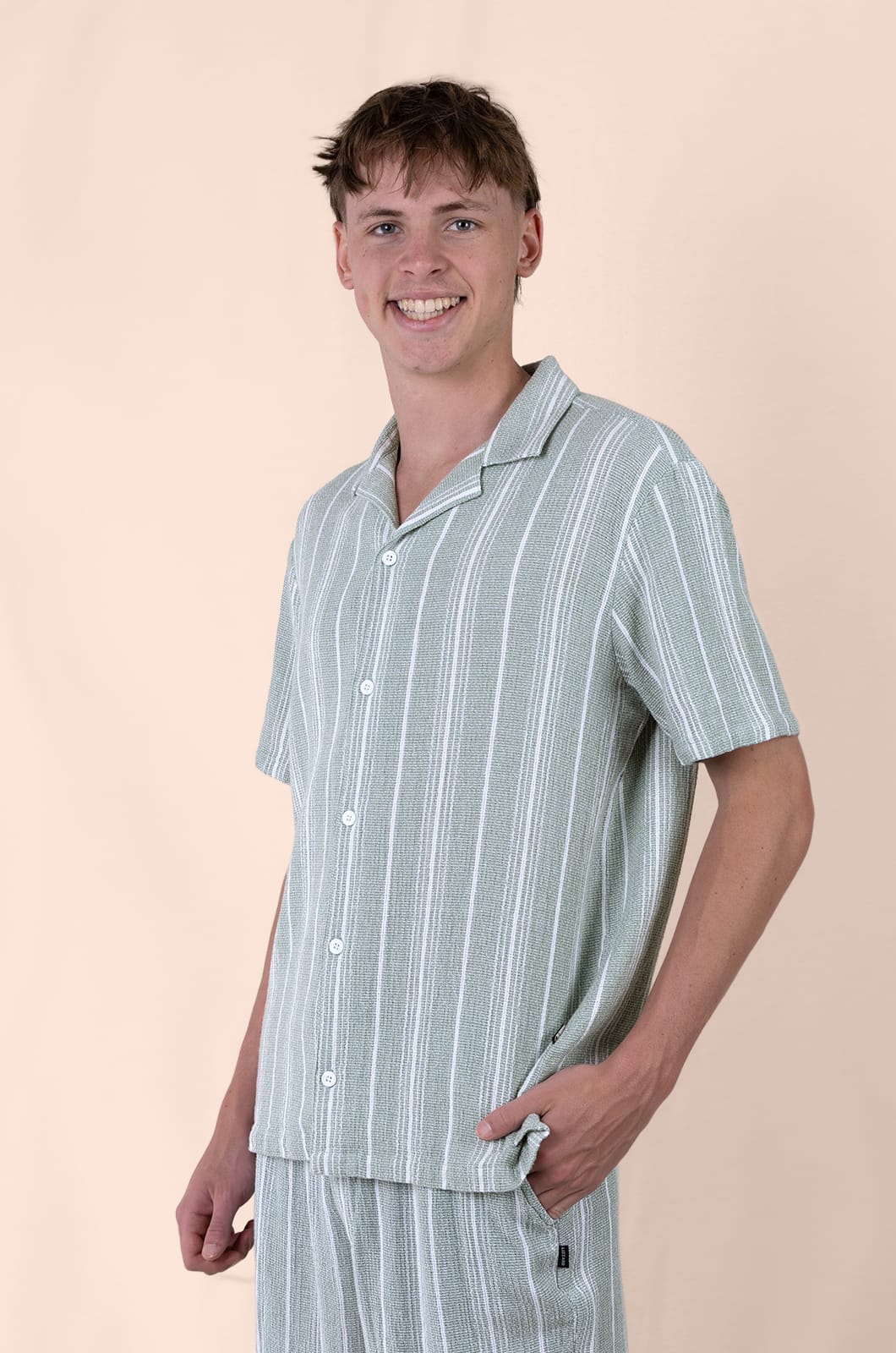 Chansey SS Button Up in Aqua