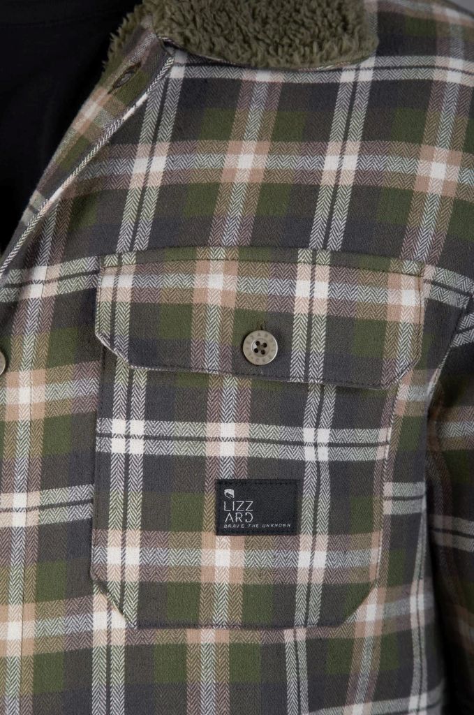 Frazer Button Down Lined Flannel Jacket in Green Check