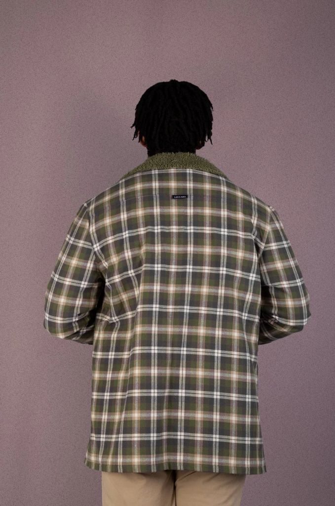 Frazer Button Down Lined Flannel Jacket in Green Check