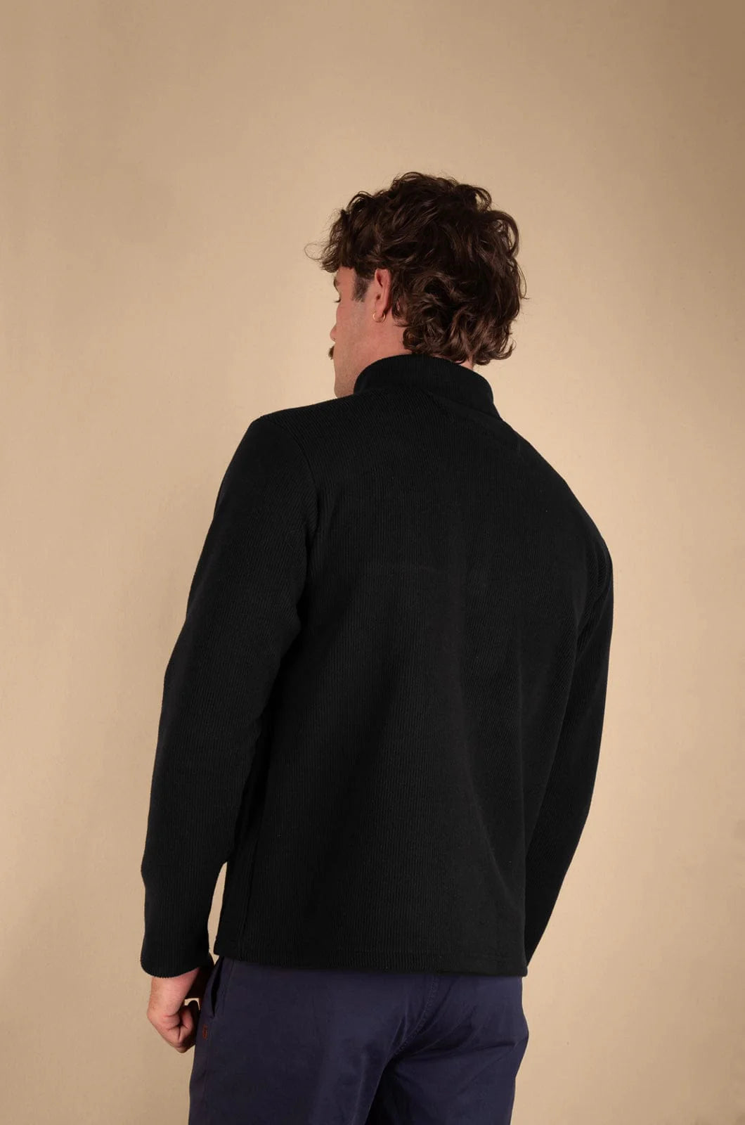 Grainy 1/3 Zip Pullover in Black