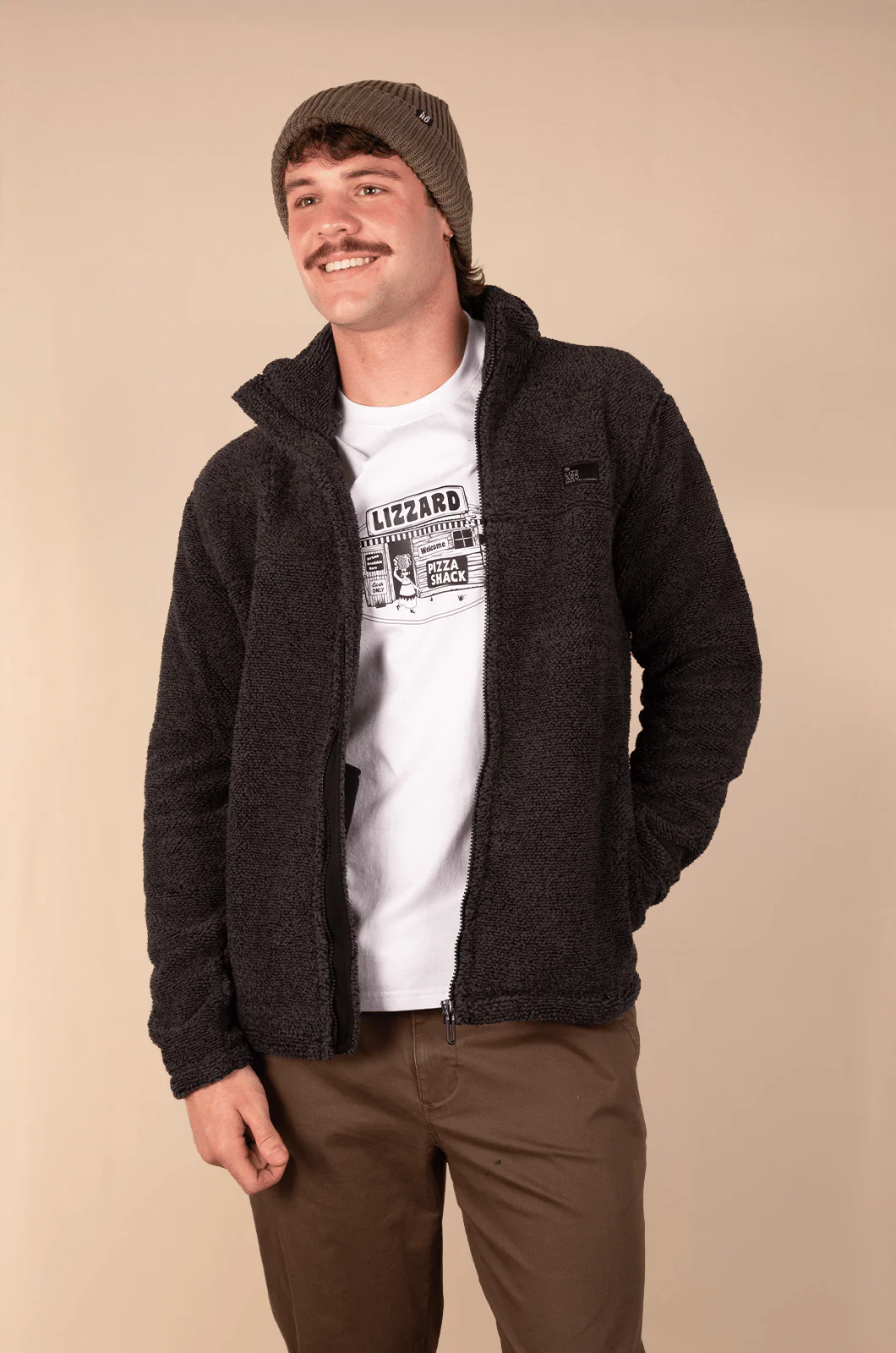 Jackton Zip Through Sweater in Charcoal / Black