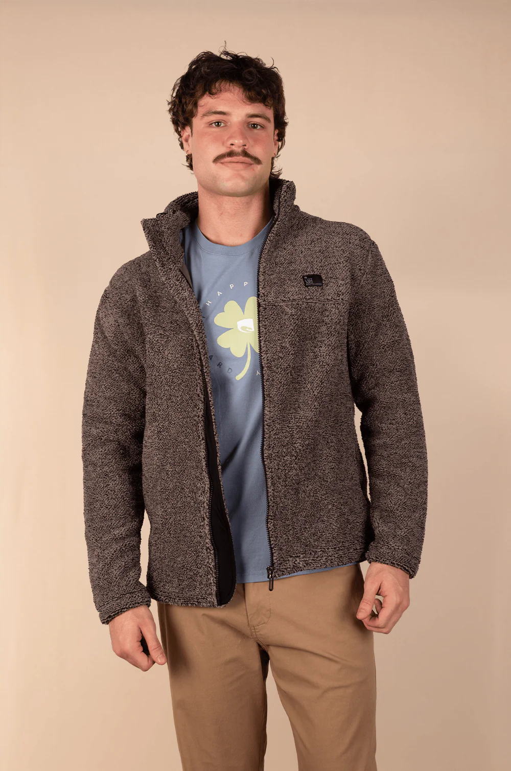 Jackton Zip Through Sweater in Olive / Black