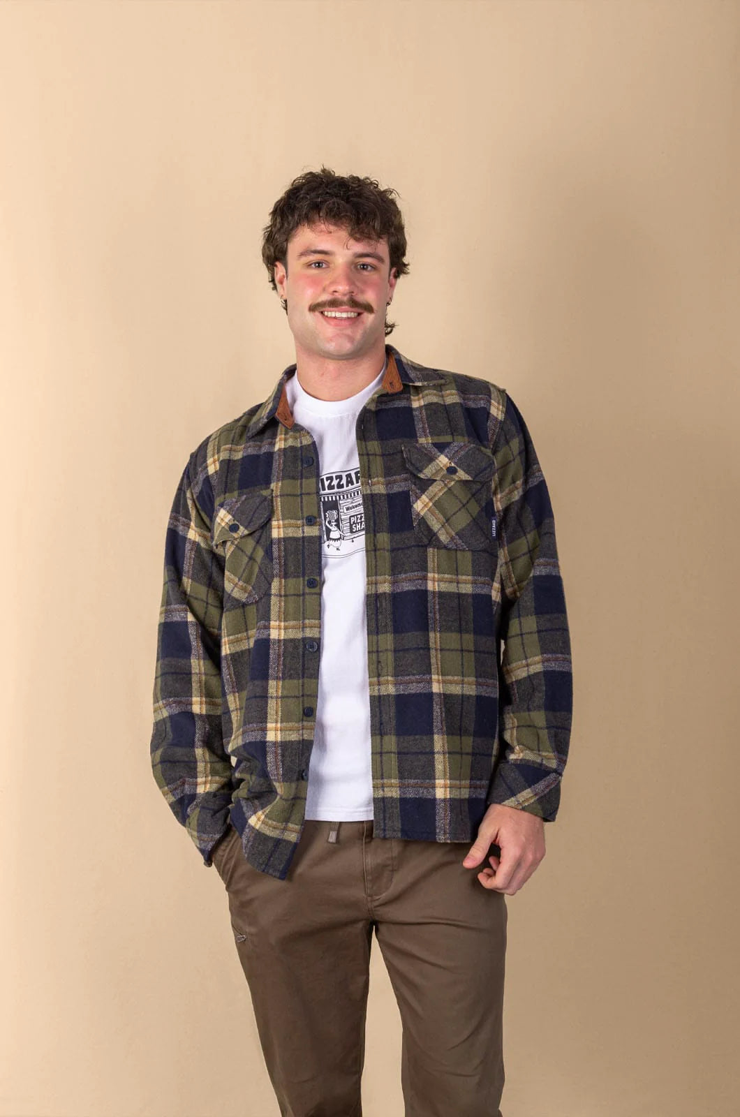 Senephis LS Button Up in Navy Check