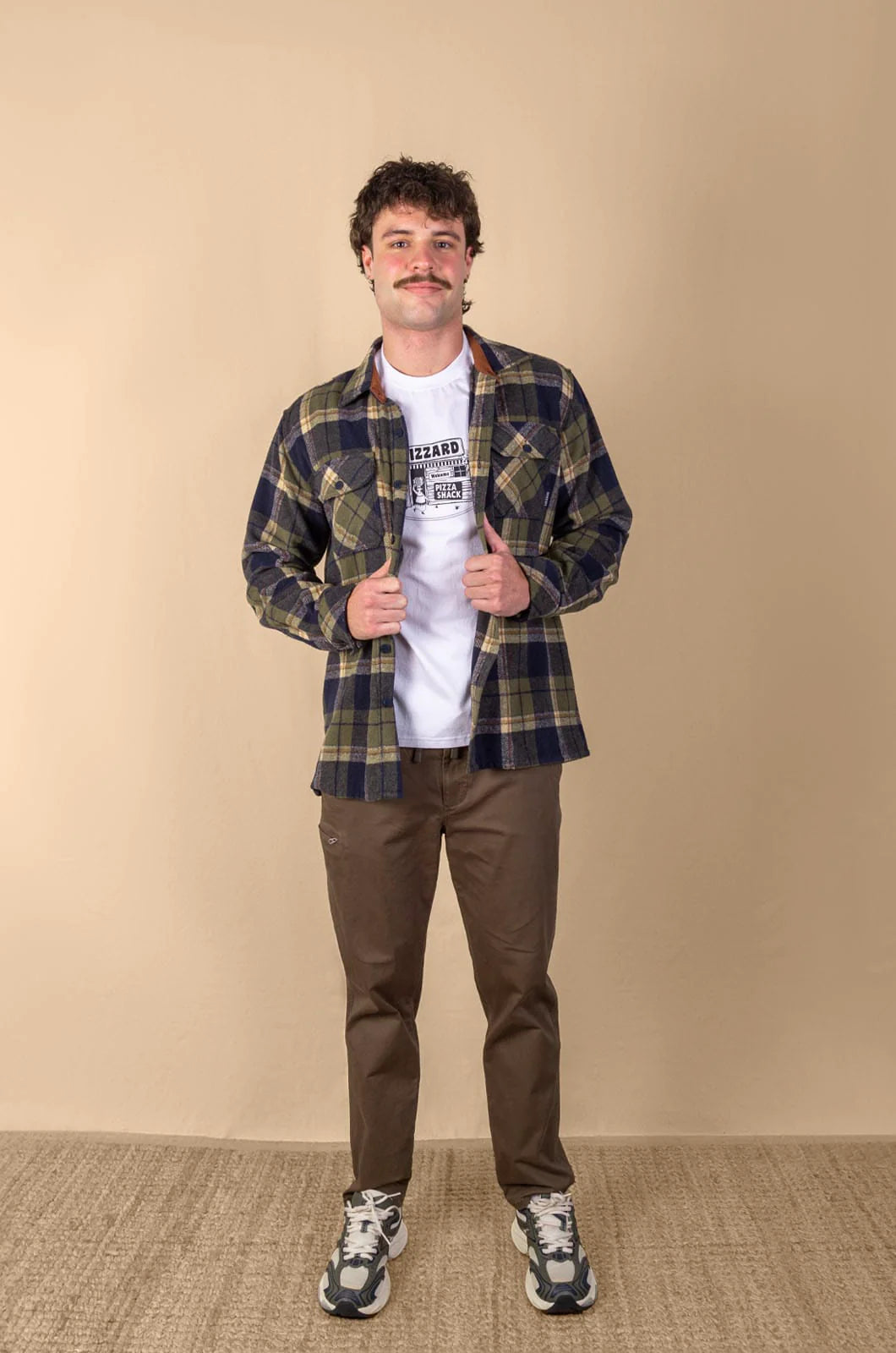 Senephis LS Button Up in Navy Check