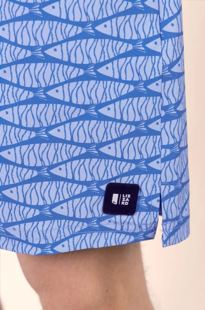 Vince Elasticated Boardie in Blue Fish