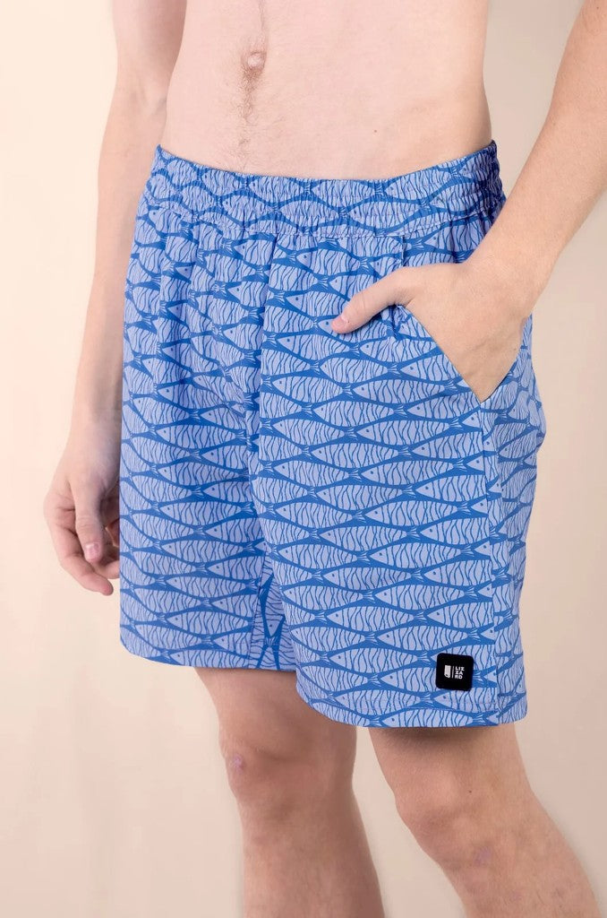 Vince Elasticated Boardie in Blue Fish