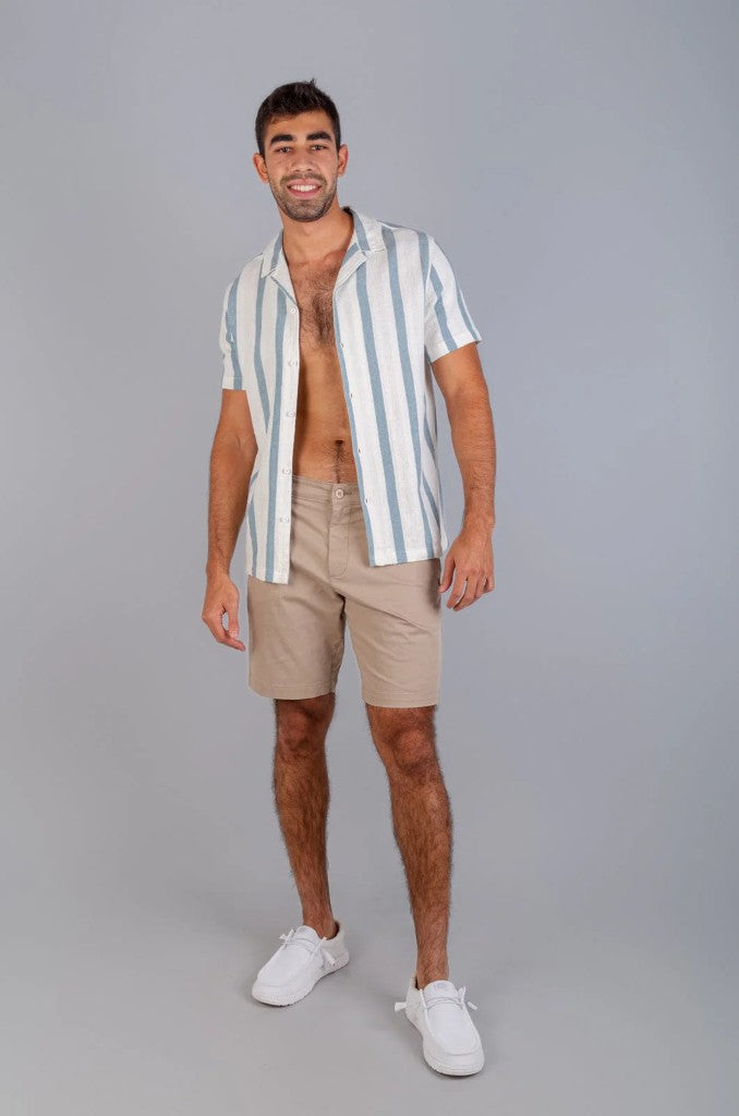 Zak Cotton Woven Shirt in Blue Stripe