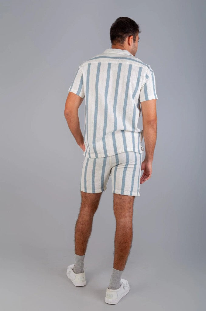 Zak Cotton Woven Shirt in Blue Stripe