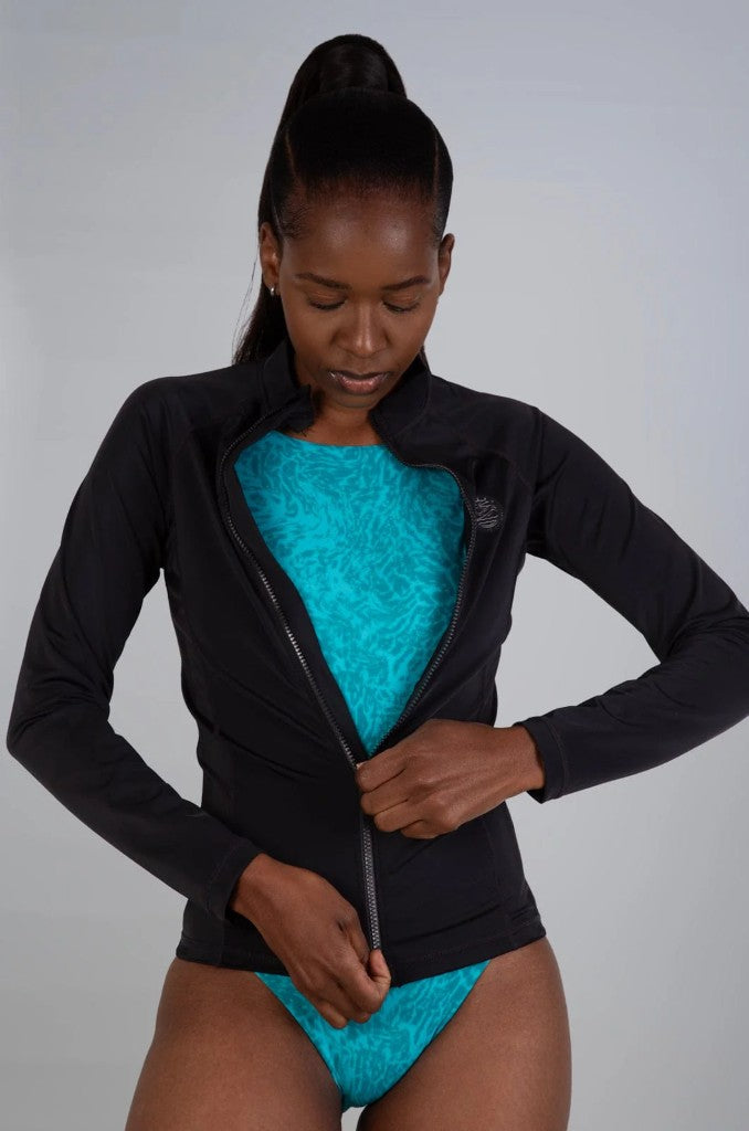 Harpy Ladies LS Zip Rashie  in Black