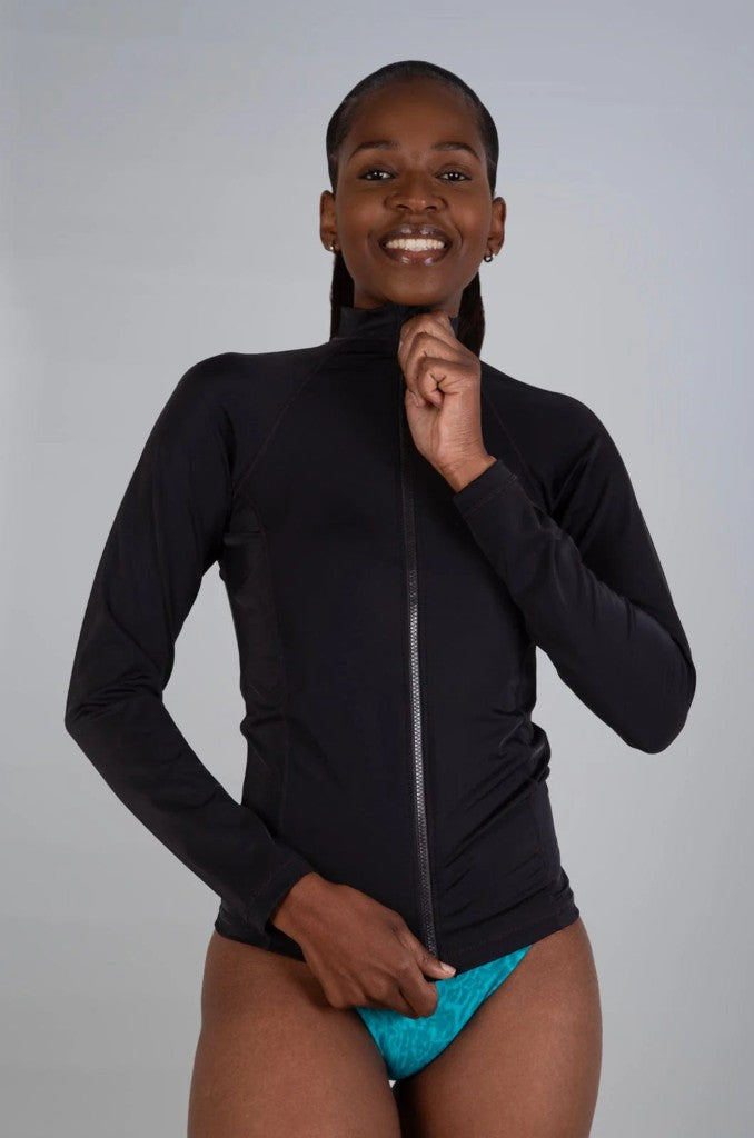 Harpy Ladies LS Zip Rashie  in Black
