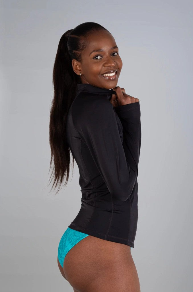 Harpy Ladies LS Zip Rashie  in Black