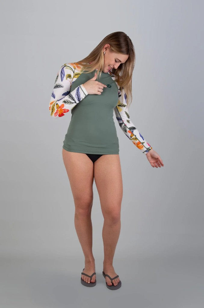 Kinkajo Ladies LS Rashie in Botanical brushstroke