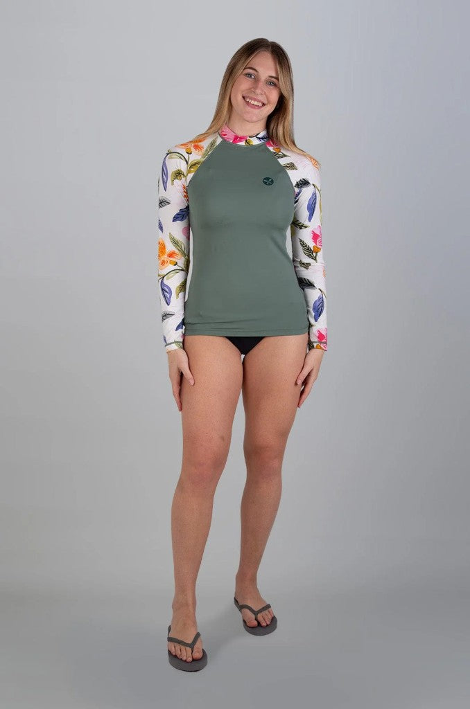 Kinkajo Ladies LS Rashie in Botanical brushstroke