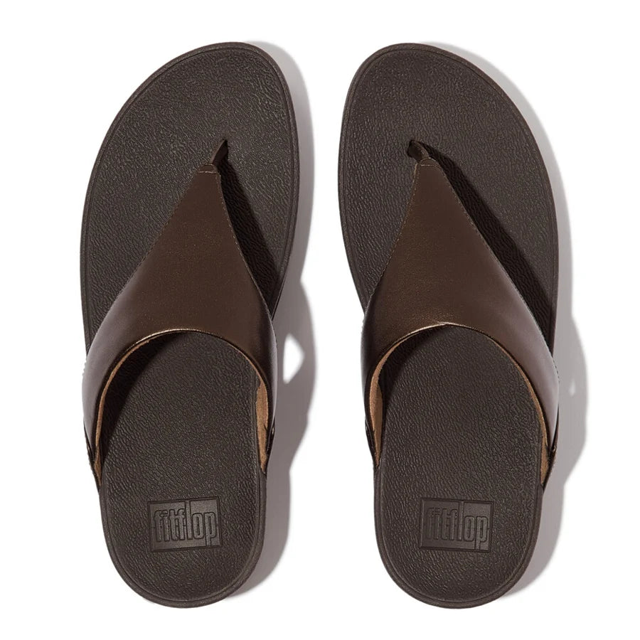 Lulu Leather Metallic Sandals in Chocolate