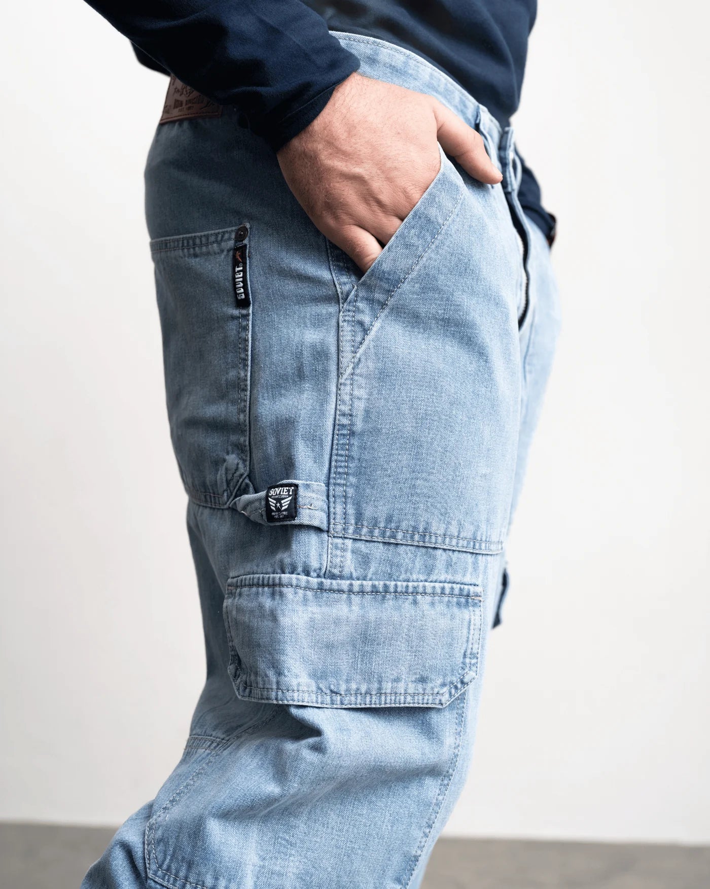 Rhythm Cargo Denim in Light Indigo