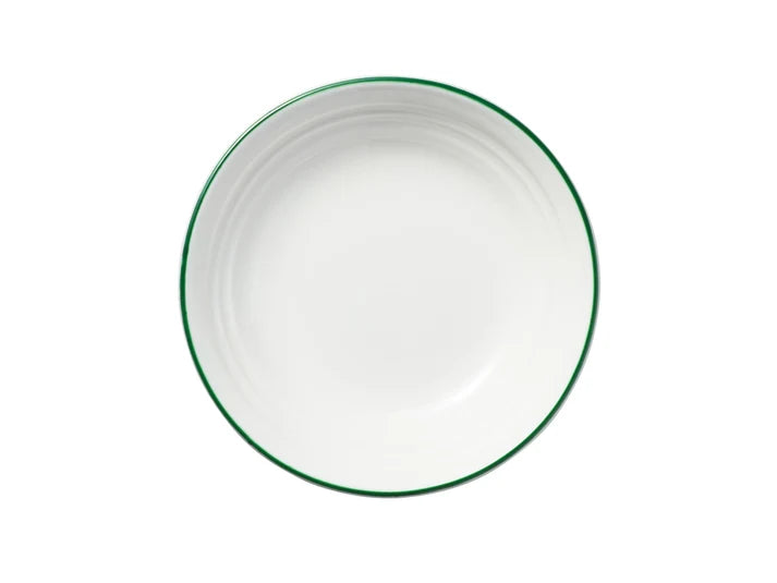 Basics Edge Rim Round Sauce Dish in White / Green / 9.5cm