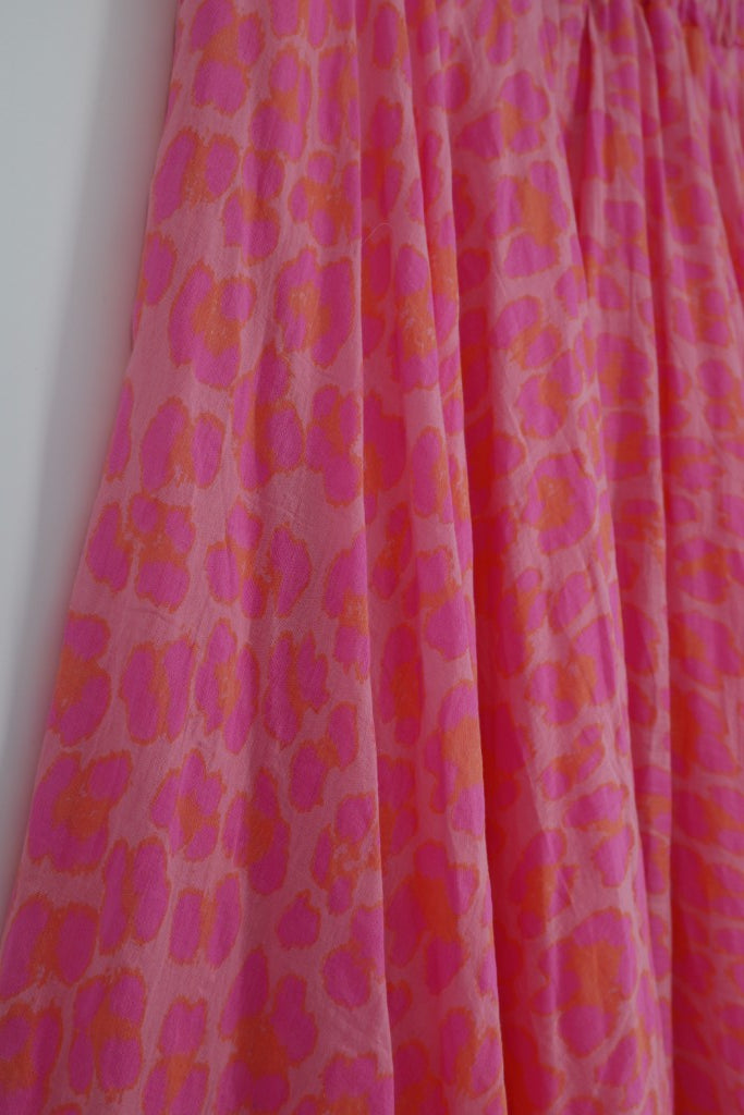 Full Circle Cotton Voile Skirt in Pink Lumo