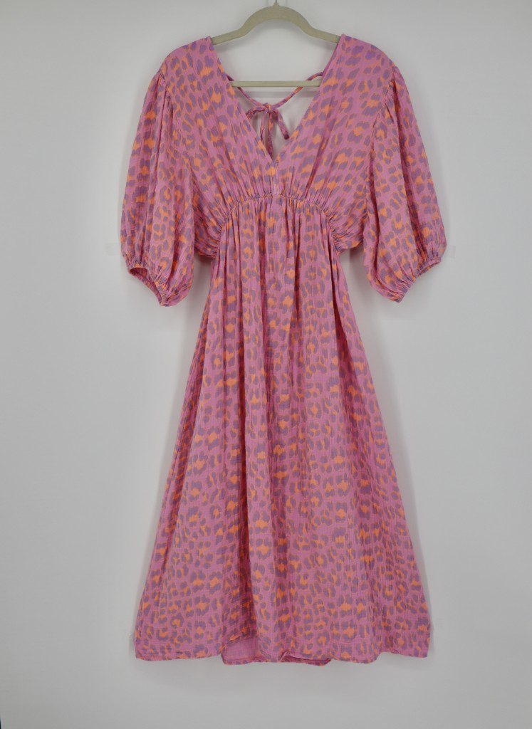 V-Neck Back Tie Dress in Leopard Print