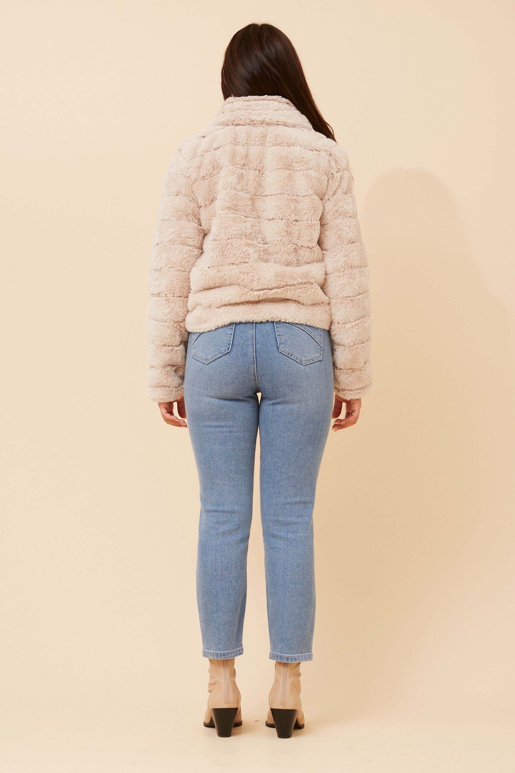Bunny Faux Fur Jacket in Beige