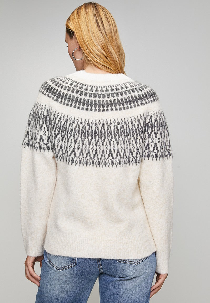 Knit Raglan Pattern Pullover in Beige
