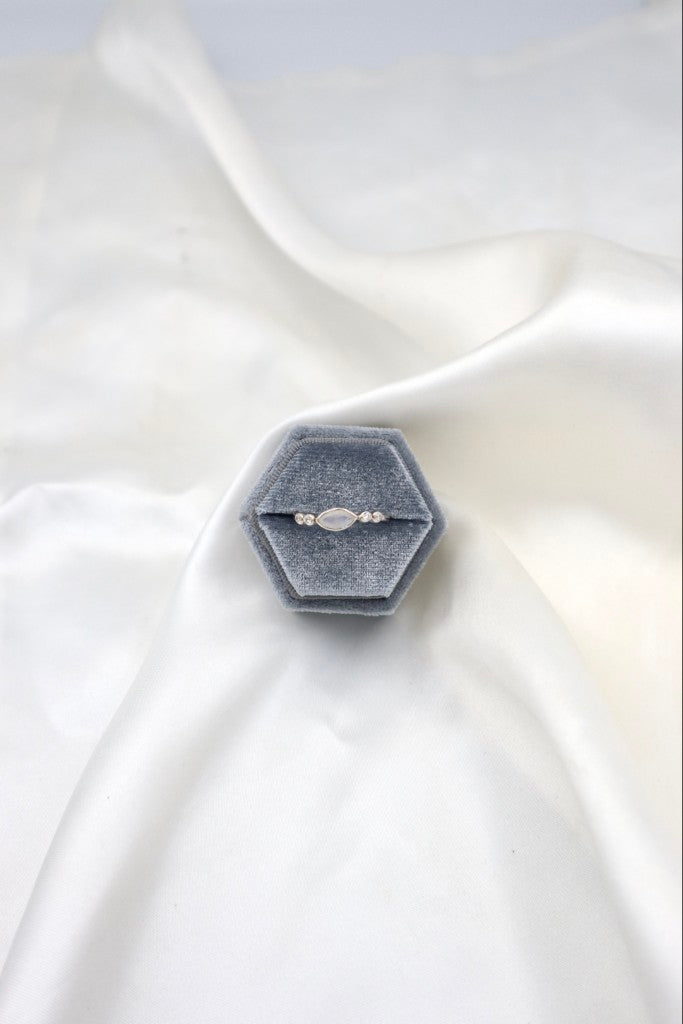 Sterling Silver Marquise Moonstone CZ Ring