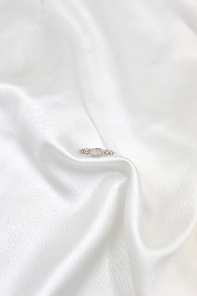 Sterling Silver Marquise Moonstone CZ Ring