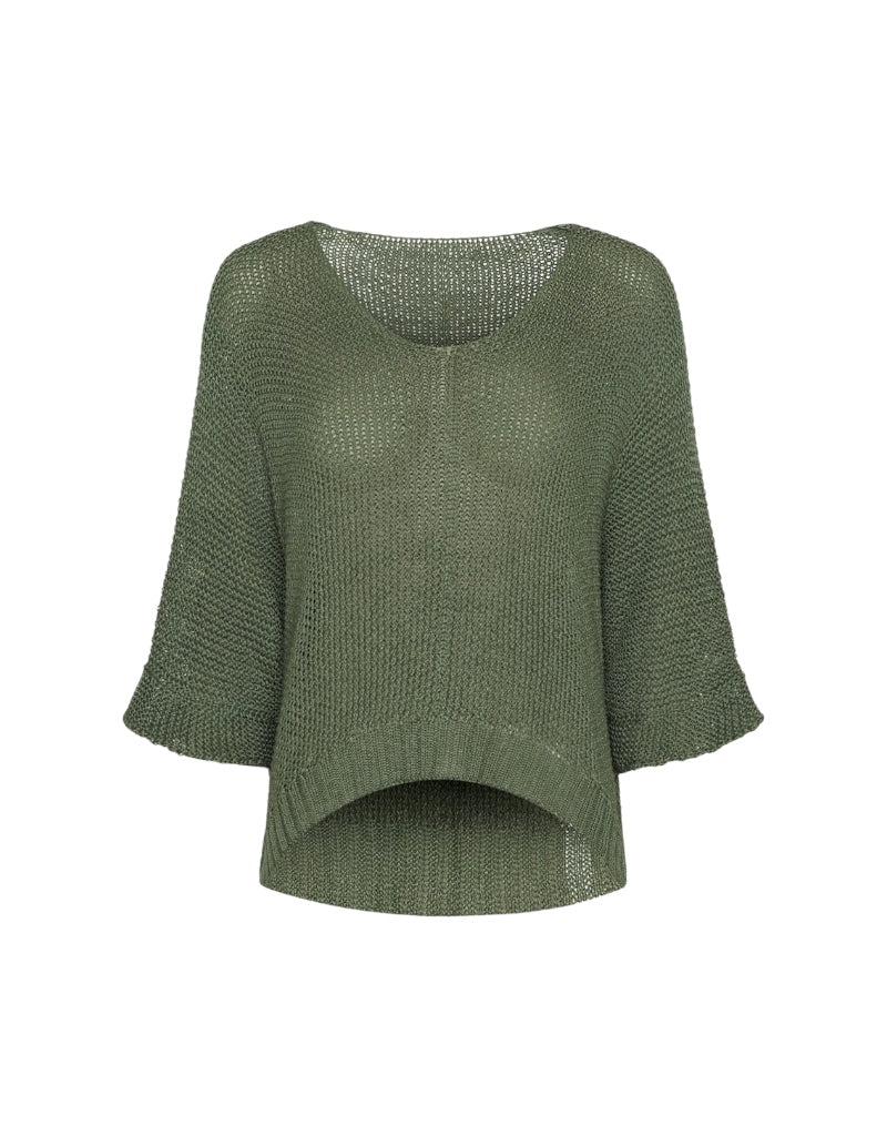Marta Du Chateau Betina Green knit top on a white background