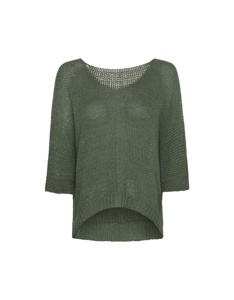 Marta Du Chateau Betina Green knit top on a white background