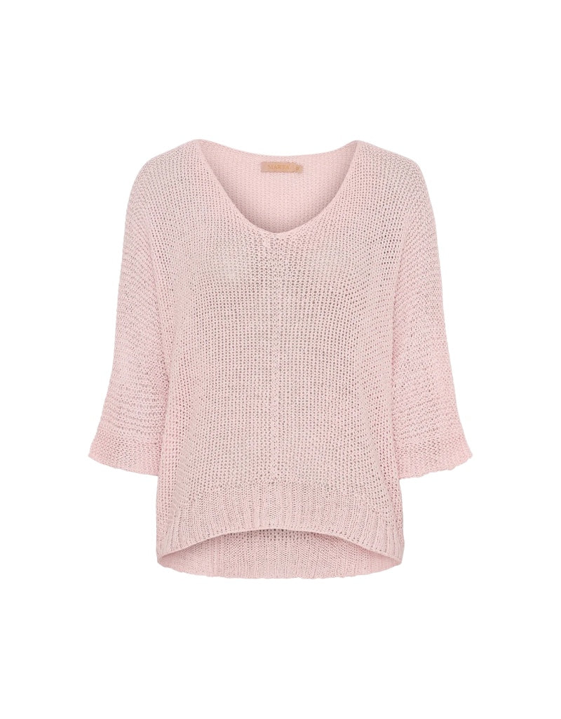 Marta Du Chateau Betina Knit Pink knitted sweater on a white background