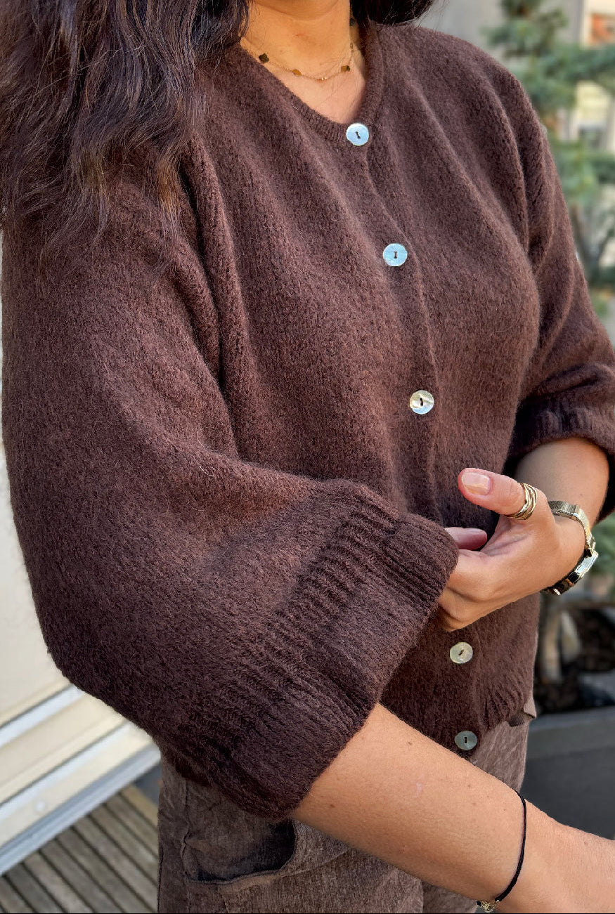 Juliana Knit Cardigan in Chocolate