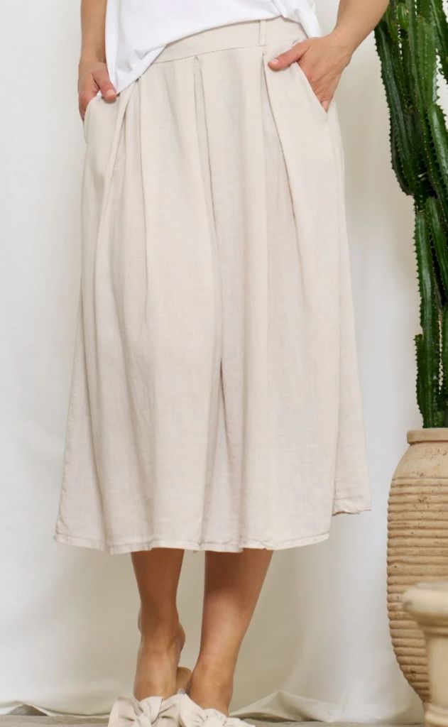 Leona Linen Skirt in Sabbia
