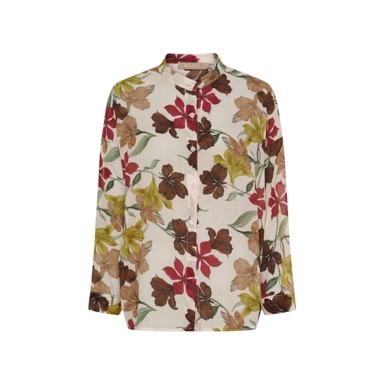 Lotus Shirt in Beige Flowers