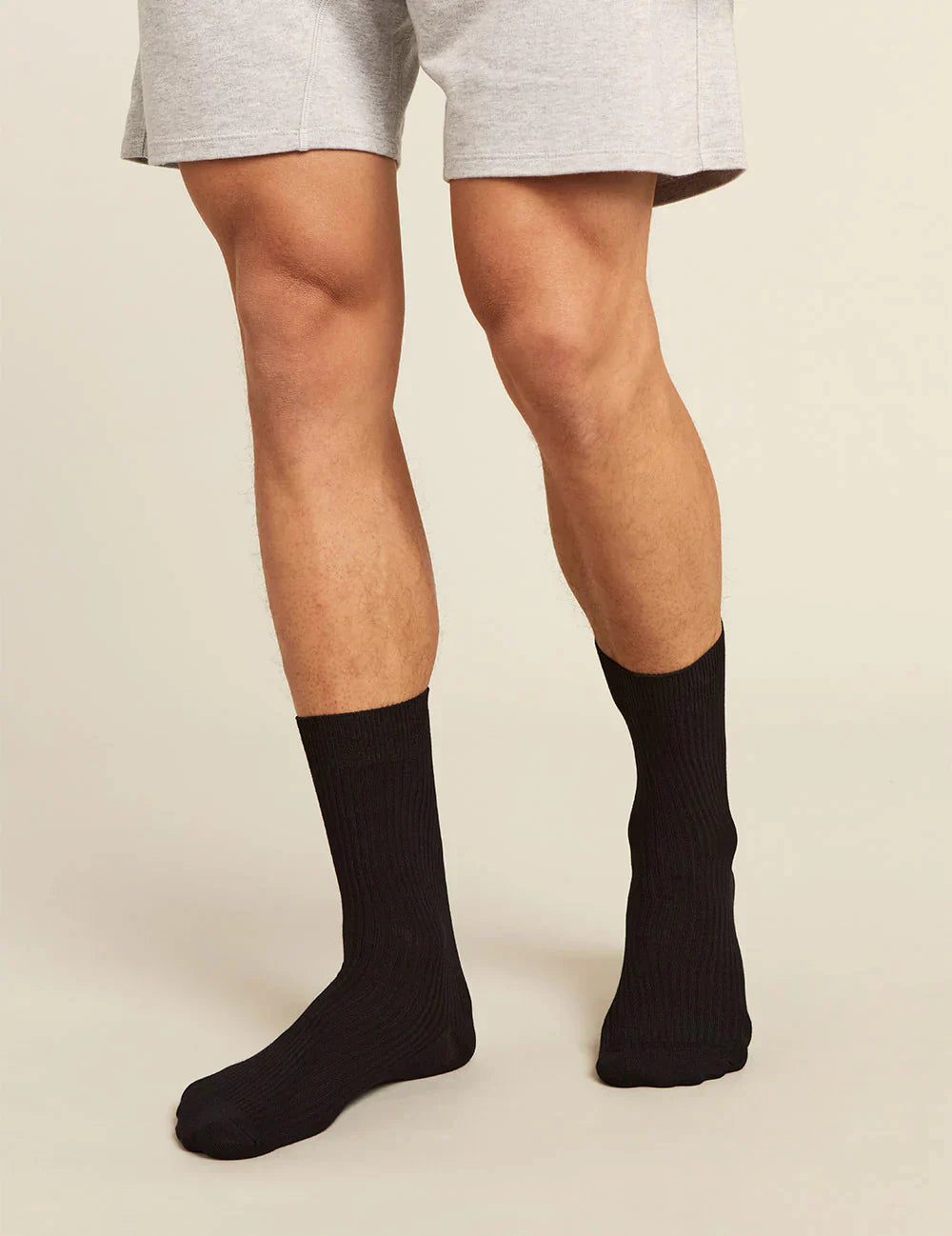 Ribbed Crew Socks in Black