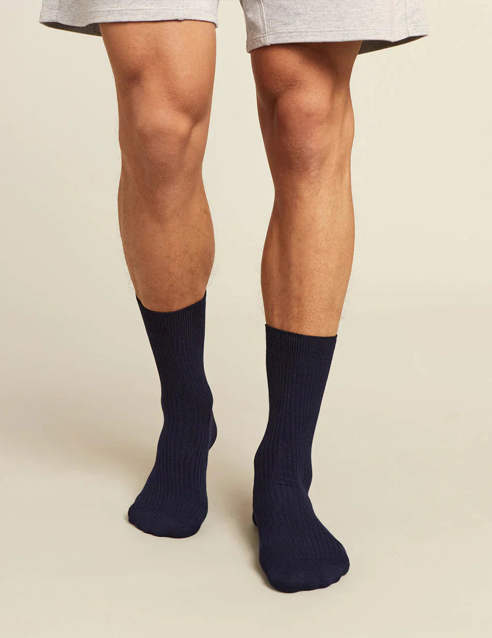 Ribbed Crew Socks in Navy
