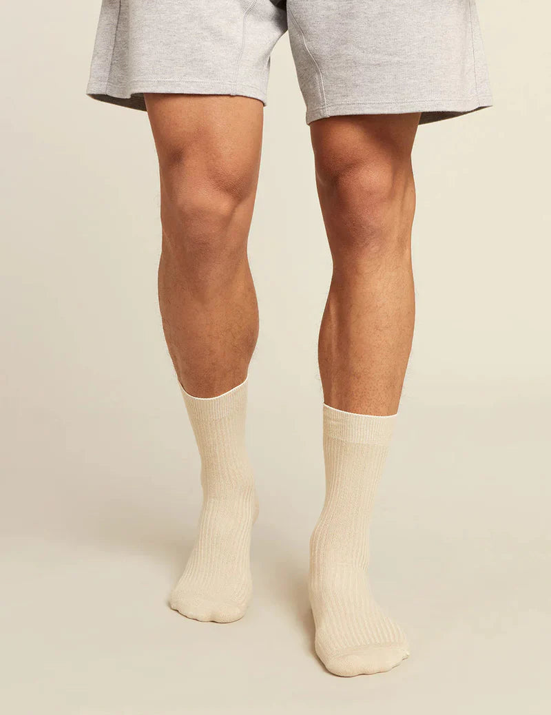 Ribbed Crew Socks in Oatmeal