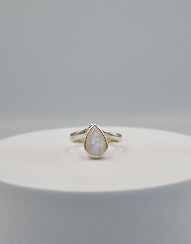 Sterling Silver Tear Drop Moonstone Ring