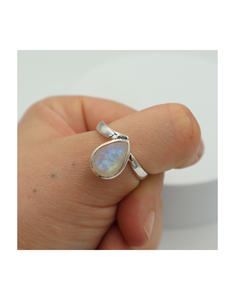 Sterling Silver Tear Drop Moonstone Ring