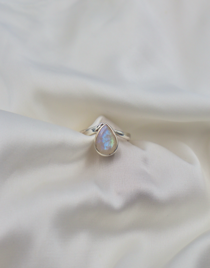 Sterling Silver Tear Drop Moonstone Ring