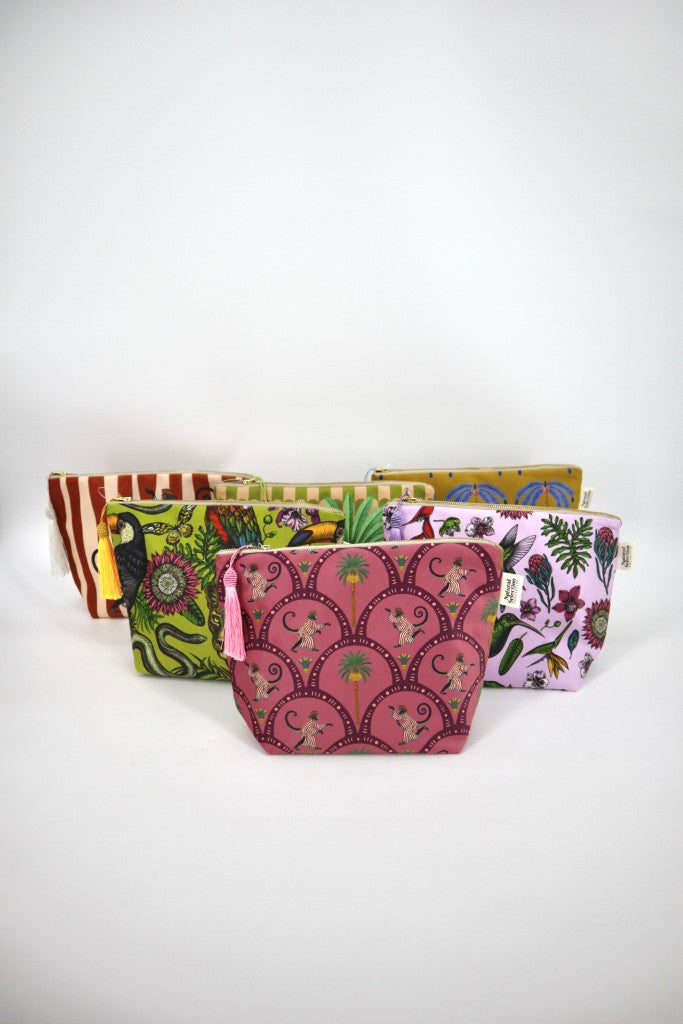 Large Velvet Makeup Bag in Giza Monkeys