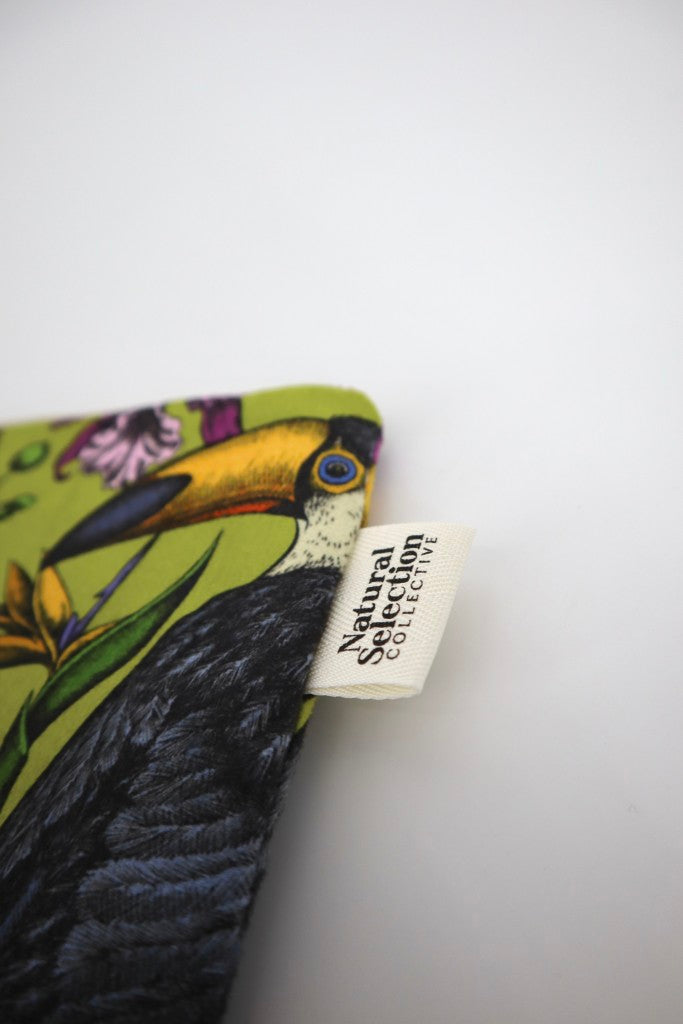 Large Velvet Makeup Bag in Folklore Chartreuse