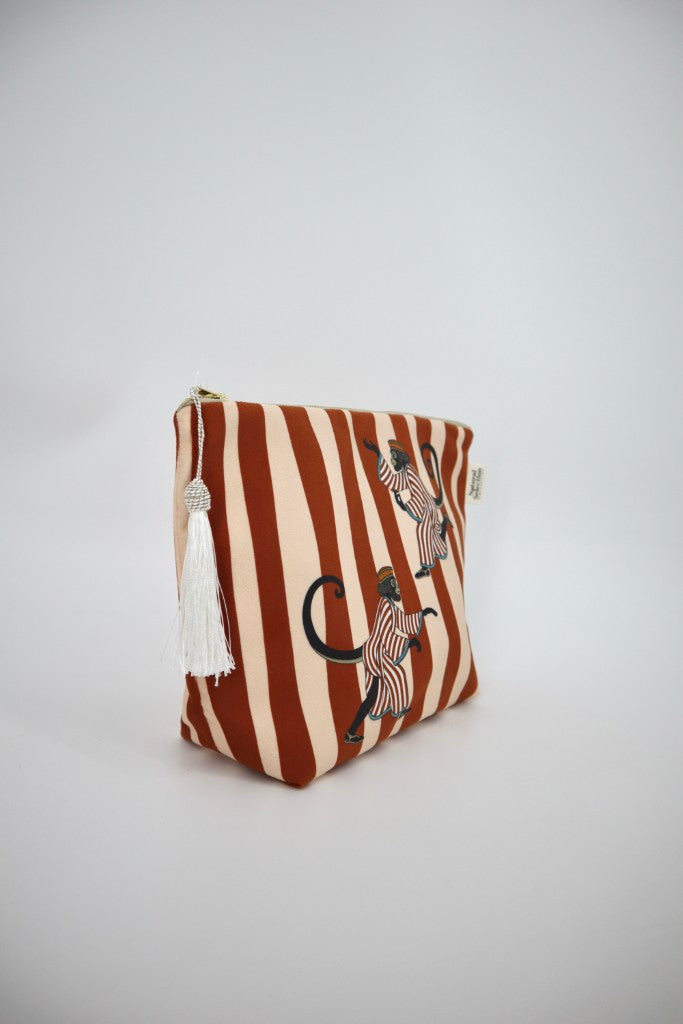 Large Velvet Makeup Bag in Thebes Monkey
