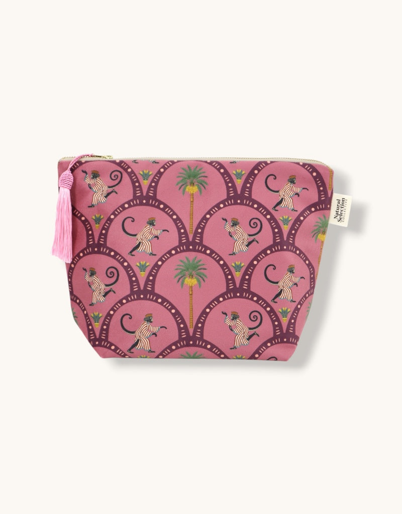 Large Velvet Makeup Bag in Giza Monkeys