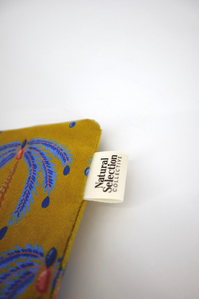 Large Velvet Makeup Bag in Ochre Palms