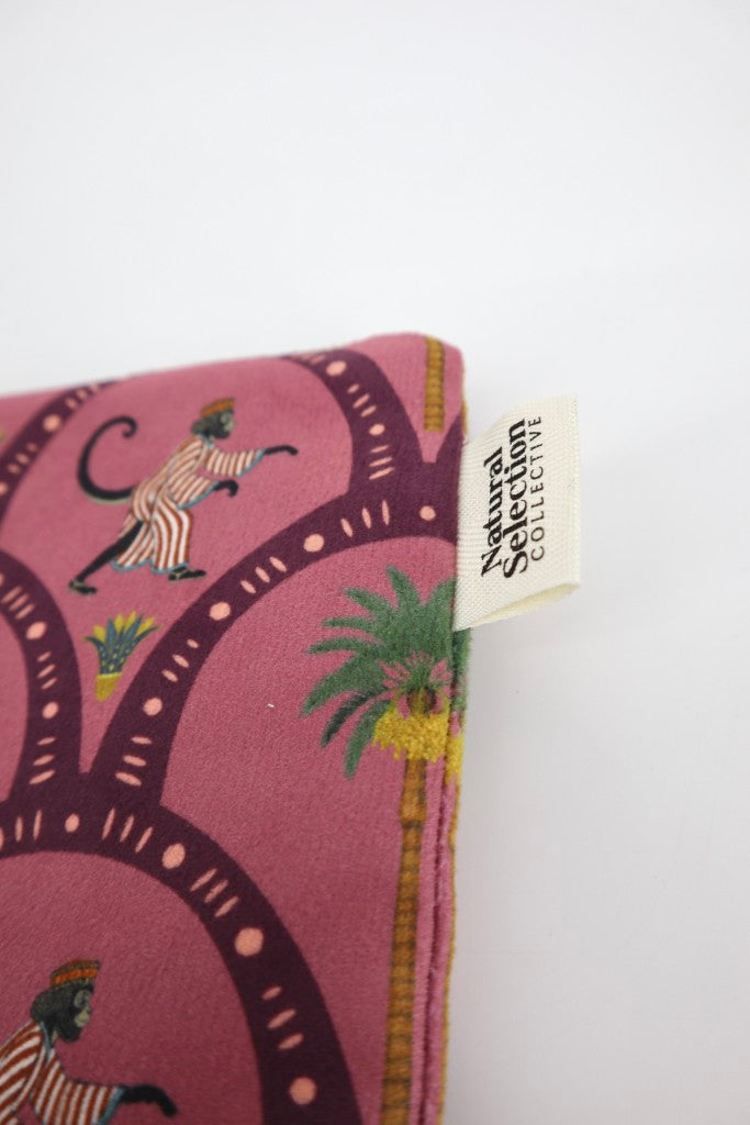 Large Velvet Makeup Bag in Giza Monkeys