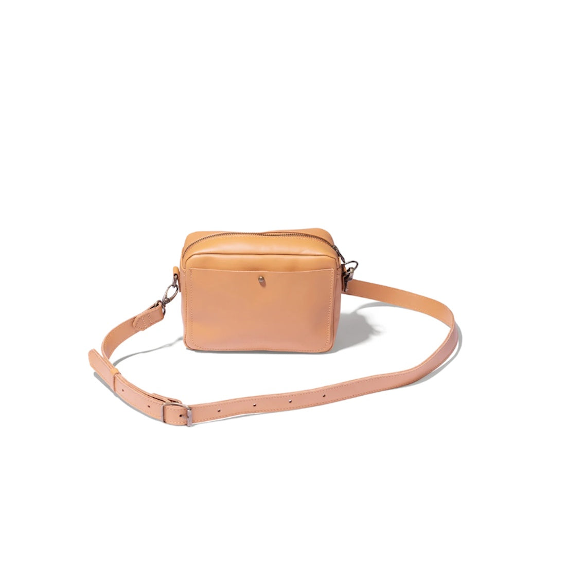 Nixie Leather Camera Crossbody in Almond Tan