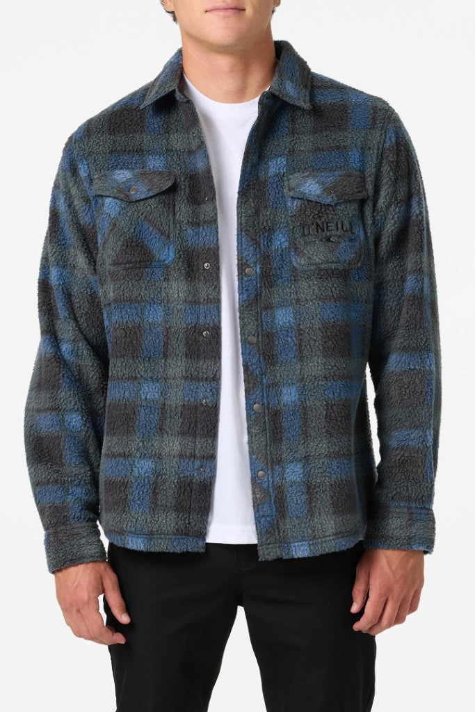 Glacier Plaid High Pile Superfleece Jacket in Dark Slate